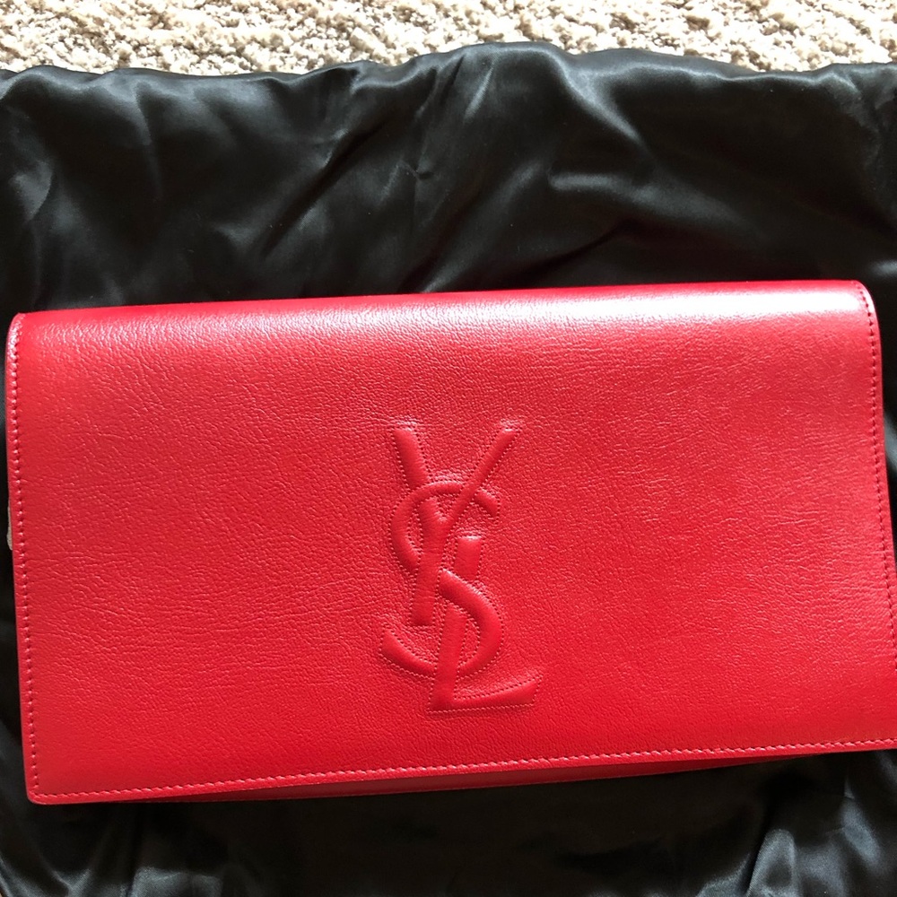 YSL Red Chevrette Clutch